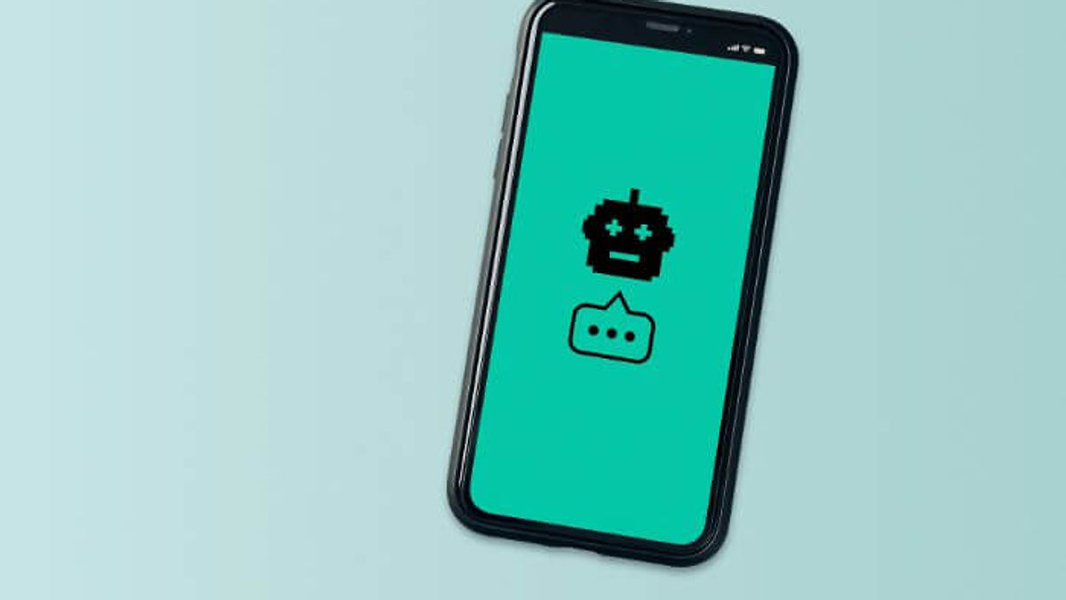 tela do celular mostrando uma representação de um chatbot.